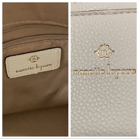 Nanette Lepore Brinley Dome Satchel & Crossbody Strap Vegan Leather Ivory Purse - Picture 10 of 16